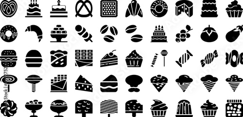Delicious Icon Set Isolated Silhouette Solid Icons With Food, Illustration, Icon, Tasty, Delicious, Vector, Line Infographic Simple Vector Illustration