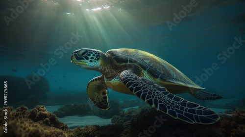 Underwater Marvel  Incredible Tortoise  AI Generated 