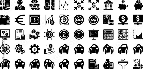 Economy Icon Set Isolated Silhouette Solid Icons With Line, Business, Set, Vector, Icon, Economy, Finance Infographic Simple Vector Illustration