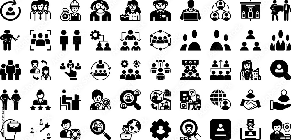 Employee Icon Set Isolated Silhouette Solid Icons With People, Teamwork, Employee, Vector, Icon, Team, Business Infographic Simple Vector Illustration