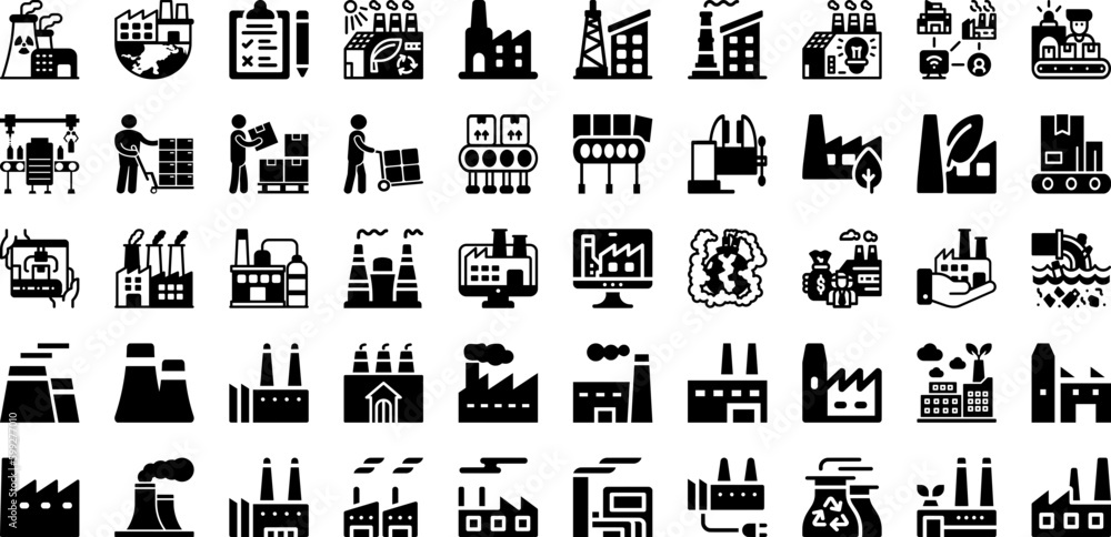Factory Icon Set Isolated Silhouette Solid Icons With Engineering, Vector, Icon, Industry, Symbol, Industrial, Factory Infographic Simple Vector Illustration Factory Icon Set Isolated Silhouette Solid Icons With Engineering, Vector, Icon, Industry, Symbol, Industrial, Factory Infographic Simple Vector Illustration