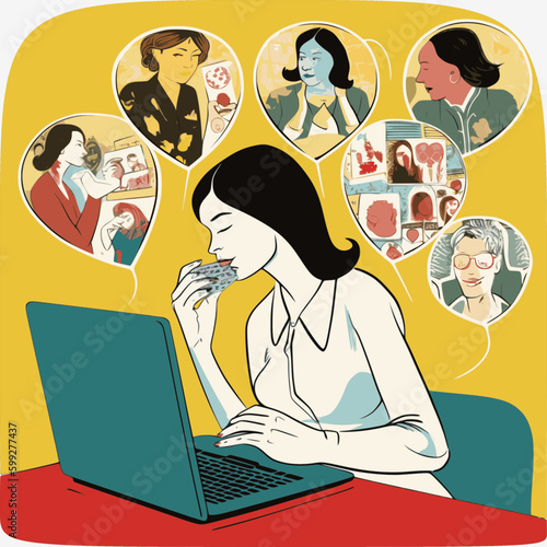 illustration of a beautiful girl relaxing while doing something with her laptop
graphic designer