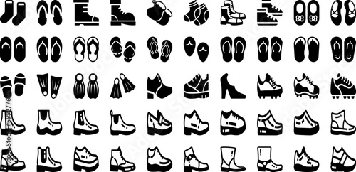 Footwear Icon Set Isolated Silhouette Solid Icons With Sign  Illustration  Footwear  Fashion  Symbol  Vector  Icon Infographic Simple Vector Illustration