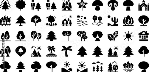 Forest Icon Set Isolated Silhouette Solid Icons With Forest  Icon  Vector  Tree  Line  Set  Nature Infographic Simple Vector Illustration