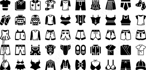 Garment Icon Set Isolated Silhouette Solid Icons With Garment, Vector, Clothes, Fashion, Icon, Illustration, Set Infographic Simple Vector Illustration