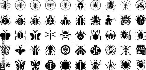 Insect Icon Set Isolated Silhouette Solid Icons With Vector, Insect, Illustration, Bug, Set, Icon, Fly Infographic Simple Vector Illustration photo