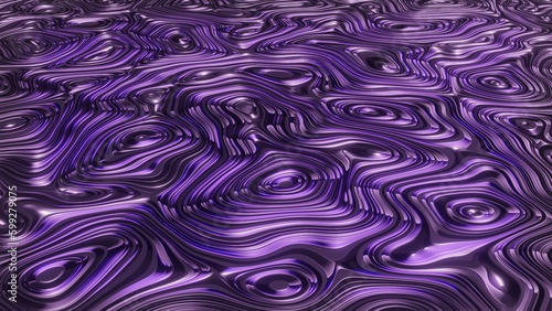 3d purple waves abstract background with circles