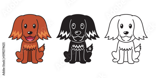 Vector cartoon set of irish setter dog for design.