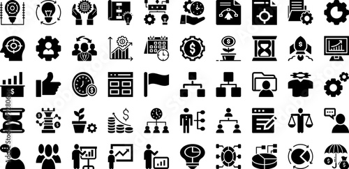Management Icon Set Isolated Silhouette Solid Icons With Teamwork, Business, Management, Line, Symbol, Set, Icon Infographic Simple Vector Illustration