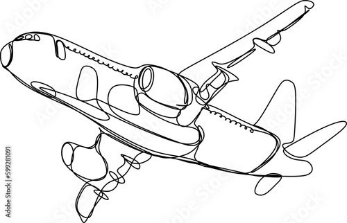 One line art. continuous line art. a plane isolated on white