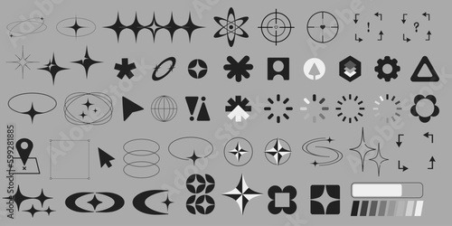 Collection of Memphis Elements. Vector Geometric Shapes Set.