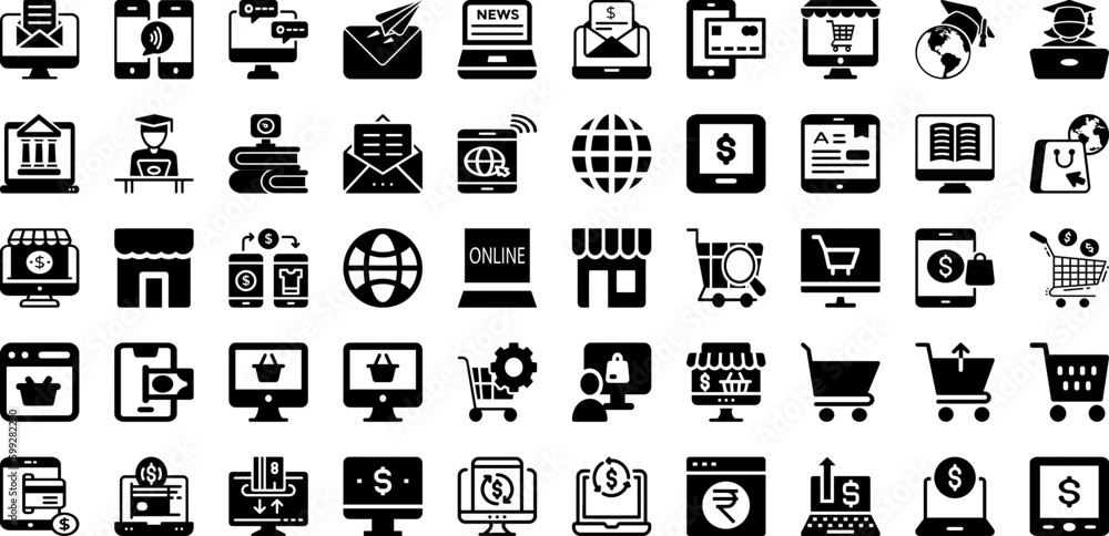 Online Icon Set Isolated Silhouette Solid Icons With Web, Communication, Sign, Icon, Symbol, Vector, Internet Infographic Simple Vector Illustration Online Icon Set Isolated Silhouette Solid Icons With Web, Communication, Sign, Icon, Symbol, Vector, Internet Infographic Simple Vector Illustration