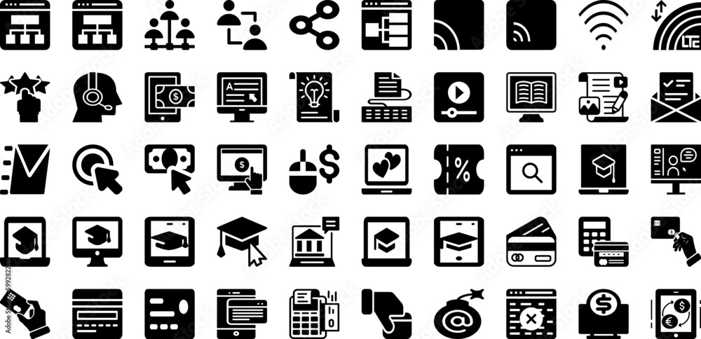Online Icon Set Isolated Silhouette Solid Icons With Web, Internet, Symbol, Vector, Icon, Communication, Sign Infographic Simple Vector Illustration Online Icon Set Isolated Silhouette Solid Icons With Web, Internet, Symbol, Vector, Icon, Communication, Sign Infographic Simple Vector Illustration