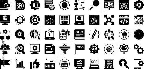 Optimization Icon Set Isolated Silhouette Solid Icons With Icon, Symbol, Business, Outline, Vector, Management, Optimization Infographic Simple Vector Illustration
