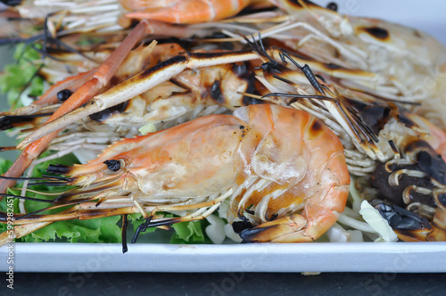 grilled shrimp or grilled prawn or barbecued prawn