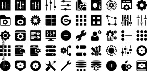 Options Icon Set Isolated Silhouette Solid Icons With Options, Icon, Illustration, Vector, Sign, Symbol, Choice Infographic Simple Vector Illustration