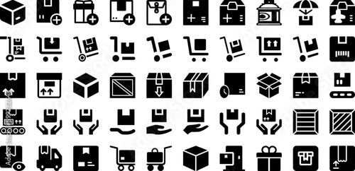 Package Icon Set Isolated Silhouette Solid Icons With Box  Delivery  Symbol  Icon  Package  Set  Vector Infographic Simple Vector Illustration