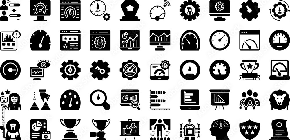 Performance Icon Set Isolated Silhouette Solid Icons With Icon, Arrow, Business, Line, Symbol, Performance, Vector Infographic Simple Vector Illustration