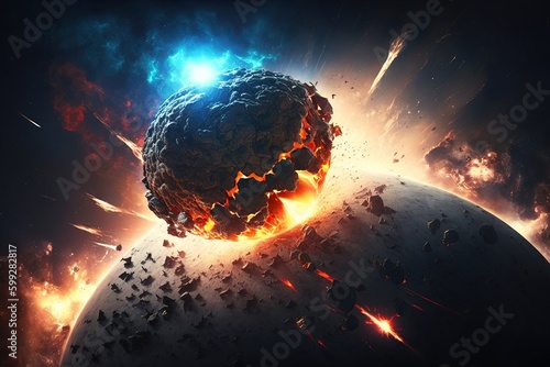 Fototapeta Asteroid impact, end of world, judgment day