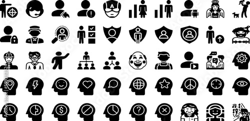 People Icon Set Isolated Silhouette Solid Icons With Team, Icon, Partnership, Teamwork, People, Group, Person Infographic Simple Vector Illustration
