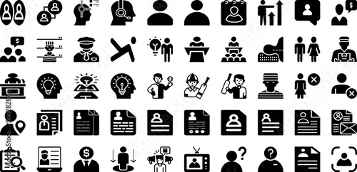 Person Icon Set Isolated Silhouette Solid Icons With Teamwork, Icon, Group, Partnership, Team, People, Person Infographic Simple Vector Illustration