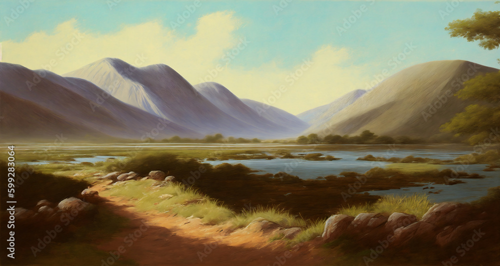 Fototapeta premium Landscape overlooking mountains