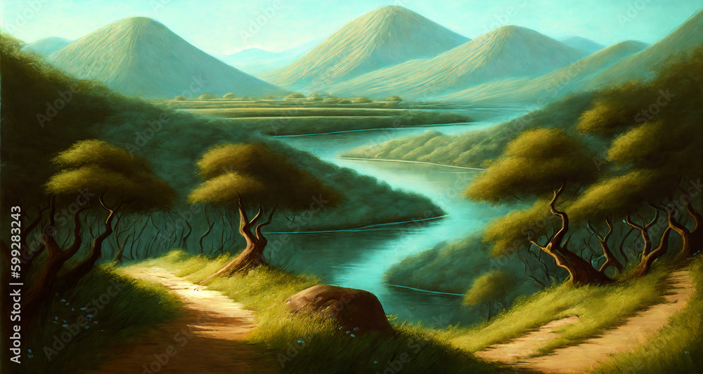 Obraz premium Landscape overlooking mountains