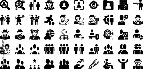 Person Icon Set Isolated Silhouette Solid Icons With Group, People, Team, Partnership, Icon, Person, Teamwork Infographic Simple Vector Illustration