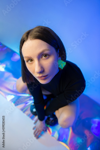 fashion shoot girl in neon light
