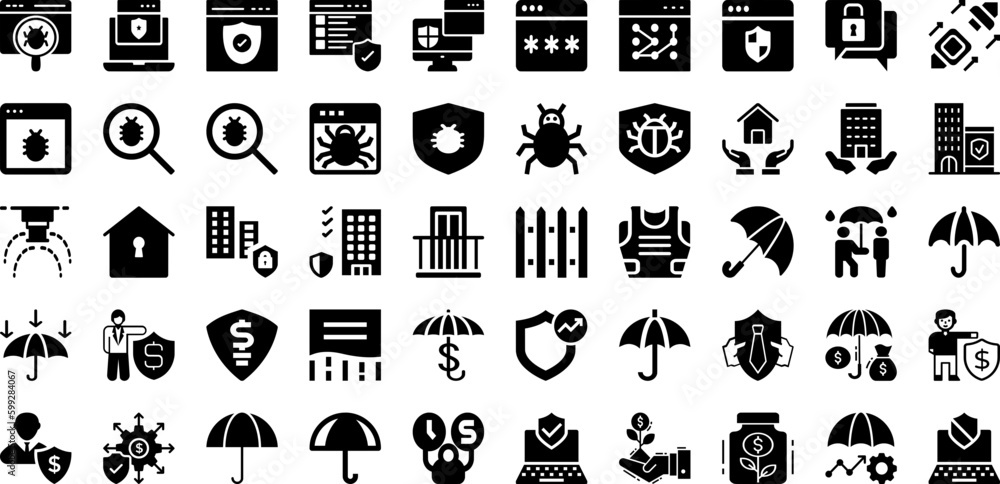 Protection Icon Set Isolated Silhouette Solid Icons With Shield, Icon, Protection, Outline, Symbol, Sign, Line Infographic Simple Vector Illustration Protection Icon Set Isolated Silhouette Solid Icons With Shield, Icon, Protection, Outline, Symbol, Sign, Line Infographic Simple Vector Illustration