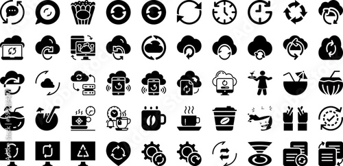 Refresh Icon Set Isolated Silhouette Solid Icons With Arrow, Reload, Symbol, Vector, Sign, Refresh, Icon Infographic Simple Vector Illustration