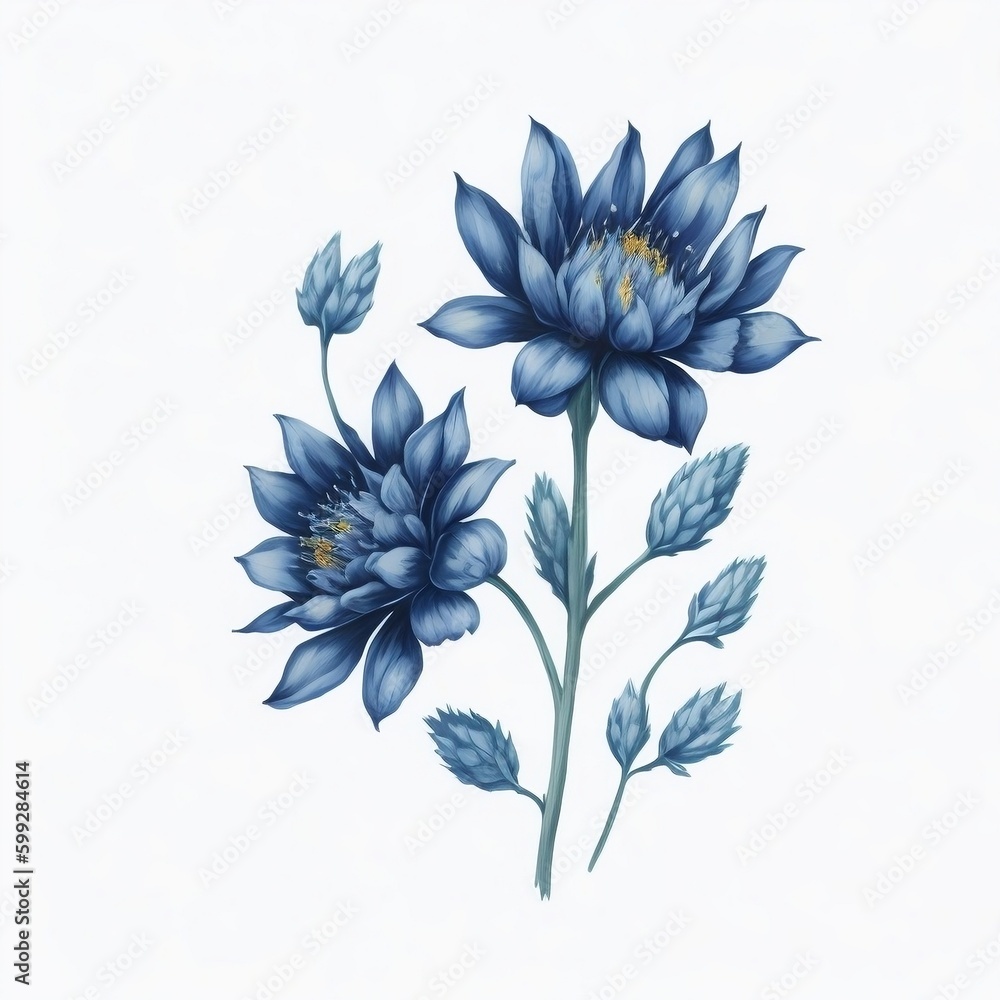Tiny deep blue flower isolated on white background Generative AI
