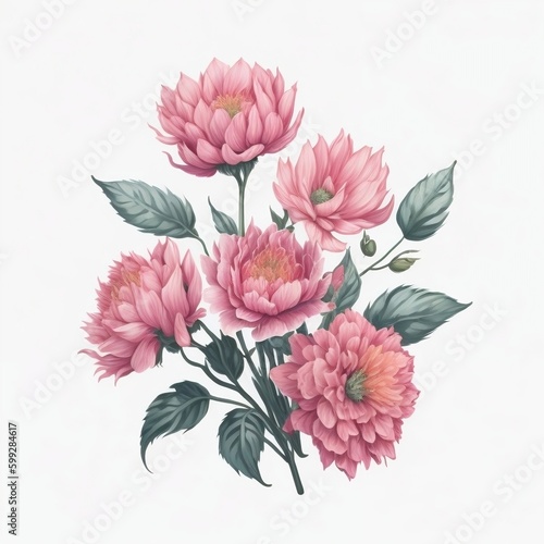 Tiny pink flowers isolated on white background Generative AI