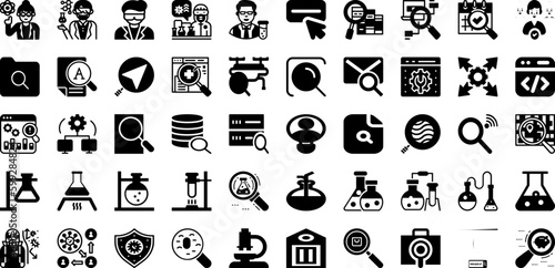 Search Icon Set Isolated Silhouette Solid Icons With Look, Vector, Glass, Symbol, Find, Search, Icon Infographic Simple Vector Illustration