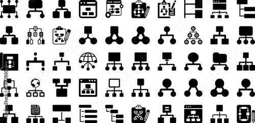 Sitemap Icon Set Isolated Silhouette Solid Icons With Internet, Icon, Vector, Sitemap, Symbol, Website, Web Infographic Simple Vector Illustration