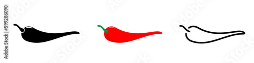 Red hot chili pepper icon on white background