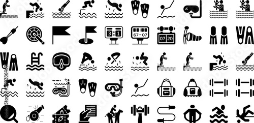Sports Icon Set Isolated Silhouette Solid Icons With Tennis, Vector, Set, Football, Sport, Symbol, Icon Infographic Simple Vector Illustration