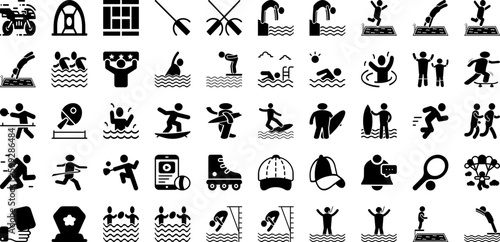 Sports Icon Set Isolated Silhouette Solid Icons With Football, Tennis, Symbol, Vector, Sport, Set, Icon Infographic Simple Vector Illustration