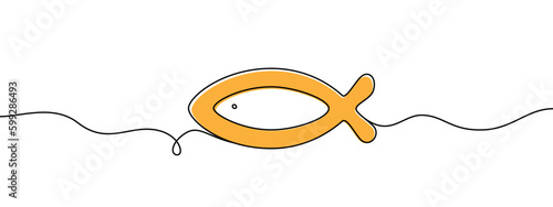 Fish christian symbol one line illustration