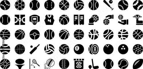 Sports Icon Set Isolated Silhouette Solid Icons With Tennis, Vector, Icon, Sport, Symbol, Set, Football Infographic Simple Vector Illustration