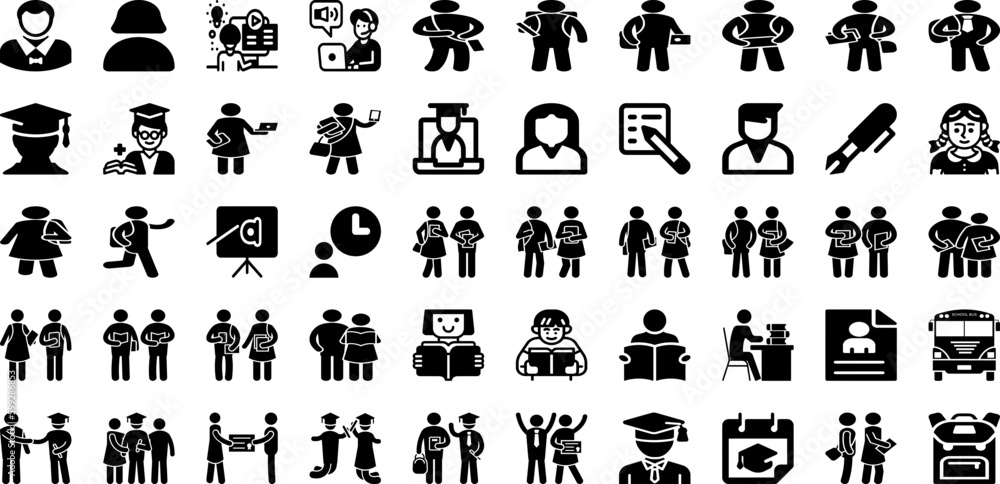 Student Icon Set Isolated Silhouette Solid Icons With Study, Icon, Vector, School, University, Student, Education Infographic Simple Vector Illustration Student Icon Set Isolated Silhouette Solid Icons With Study, Icon, Vector, School, University, Student, Education Infographic Simple Vector Illustration