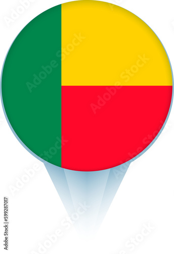 Map pointer with flag of Benin. Free Download Map pointer with flag of Benin. - GFXLoad