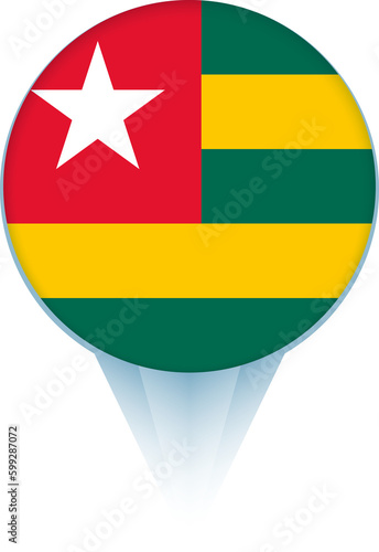Map pointer with flag of Togo. Free Download Map pointer with flag of Togo. - GFXLoad