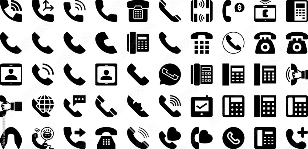 Telephone Icon Set Isolated Silhouette Solid Icons With Telephone, Communication, Phone, Icon, Vector, Business, Mobile Infographic Simple Vector Illustration Telephone Icon Set Isolated Silhouette Solid Icons With Telephone, Communication, Phone, Icon, Vector, Business, Mobile Infographic Simple Vector Illustration