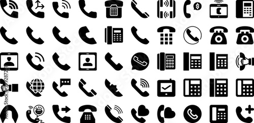 Telephone Icon Set Isolated Silhouette Solid Icons With Telephone, Communication, Phone, Icon, Vector, Business, Mobile Infographic Simple Vector Illustration