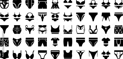 Underwear Icon Set Isolated Silhouette Solid Icons With Icon, Fashion, Vector, Underwear, Set, Pants, Shorts Infographic Simple Vector Illustration