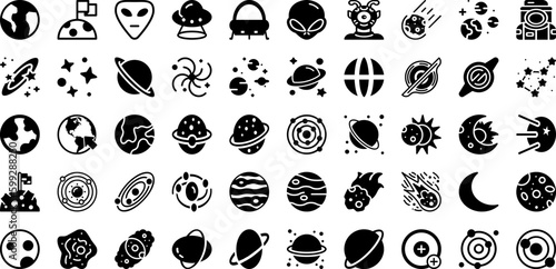 Universe Icon Set Isolated Silhouette Solid Icons With Illustration, Icon, Space, Vector, Cosmos, Astronomy, Universe Infographic Simple Vector Illustration