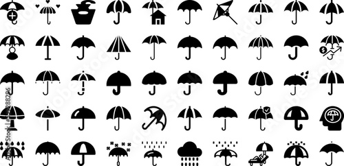 Umbrella Icon Set Isolated Silhouette Solid Icons With Vector  Symbol  Icon  Sign  Protection  Umbrella  Design Infographic Simple Vector Illustration