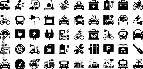 Vehicle Icon Set Isolated Silhouette Solid Icons With Vehicle, Transportation, Line, Transport, Car, Icon, Symbol Infographic Simple Vector Illustration