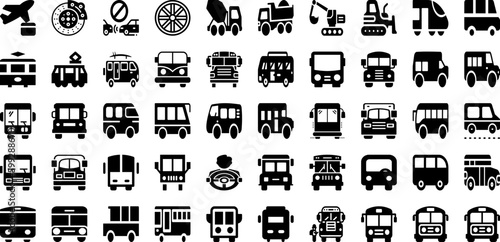 Vehicle Icon Set Isolated Silhouette Solid Icons With Line, Vehicle, Transport, Car, Icon, Transportation, Symbol Infographic Simple Vector Illustration